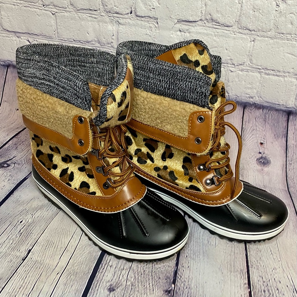 Leopard Print Women's Winter Boots